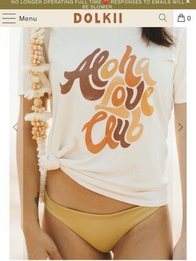 Aloha Love Club Short Sleeve Tee - Cream with Orange Graphic